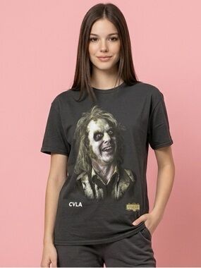 NWT Tilly's CVLA X BeetleJuice 2 Unisex Black Acid Wash Graphic T Shirt - Size M